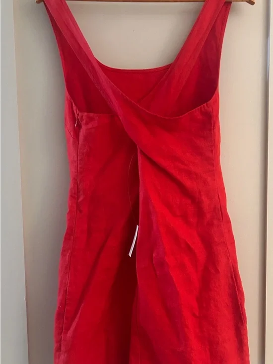 Madewell Bold Red Linen Scoop-Neck Dress *NWT* - Picture 2 of 5